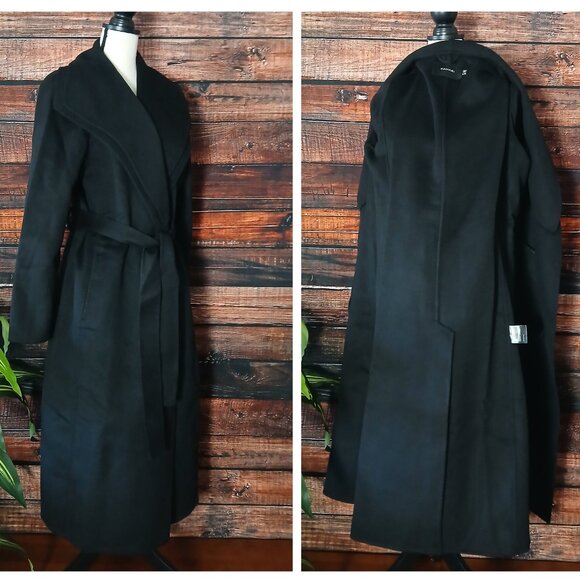 NWT Tahari XL Long Double Face Wool Blend Wrap Coat Belted - Picture 5 of 13